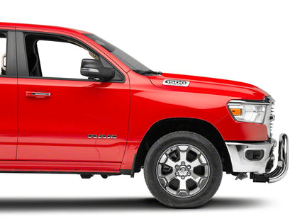 Barricade 3.50-Inch Oval Bull Bar with Skid Plate; Stainless Steel (19-24 RAM 1500, Excluding Rebel & TRX)