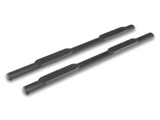 Barricade E-Series 4-Inch Oval Straight End Side Step Bars; Textured Black (19-25 RAM 1500 Crew Cab)