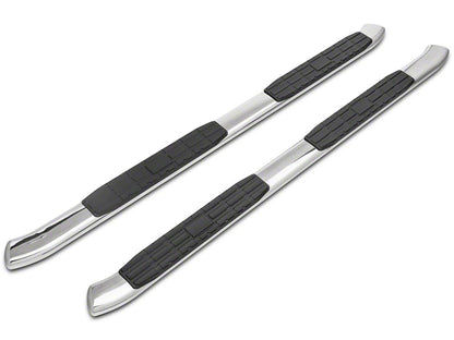 Barricade Pinnacle 4-Inch Oval Bent End Side Step Bars; Rocker Mount; Stainless Steel (14-18 Silverado 1500 Double Cab, Crew Cab)