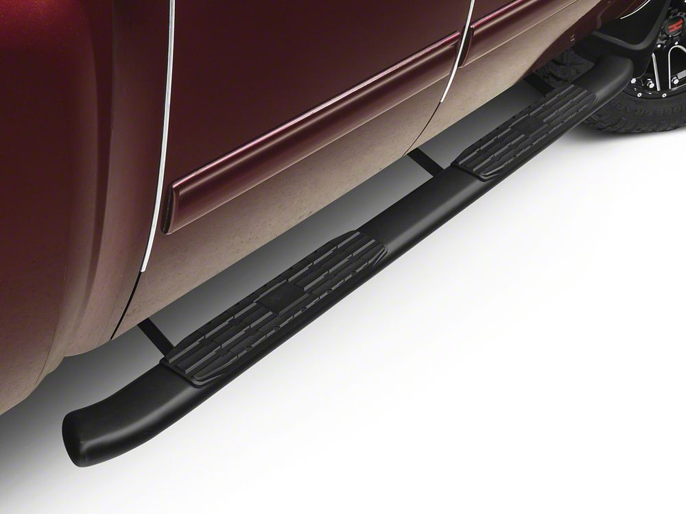 Barricade Pinnacle 4-Inch Oval Bent End Side Step Bars; Rocker Mount; Black (07-13 Silverado 1500 Extended Cab, Crew Cab)