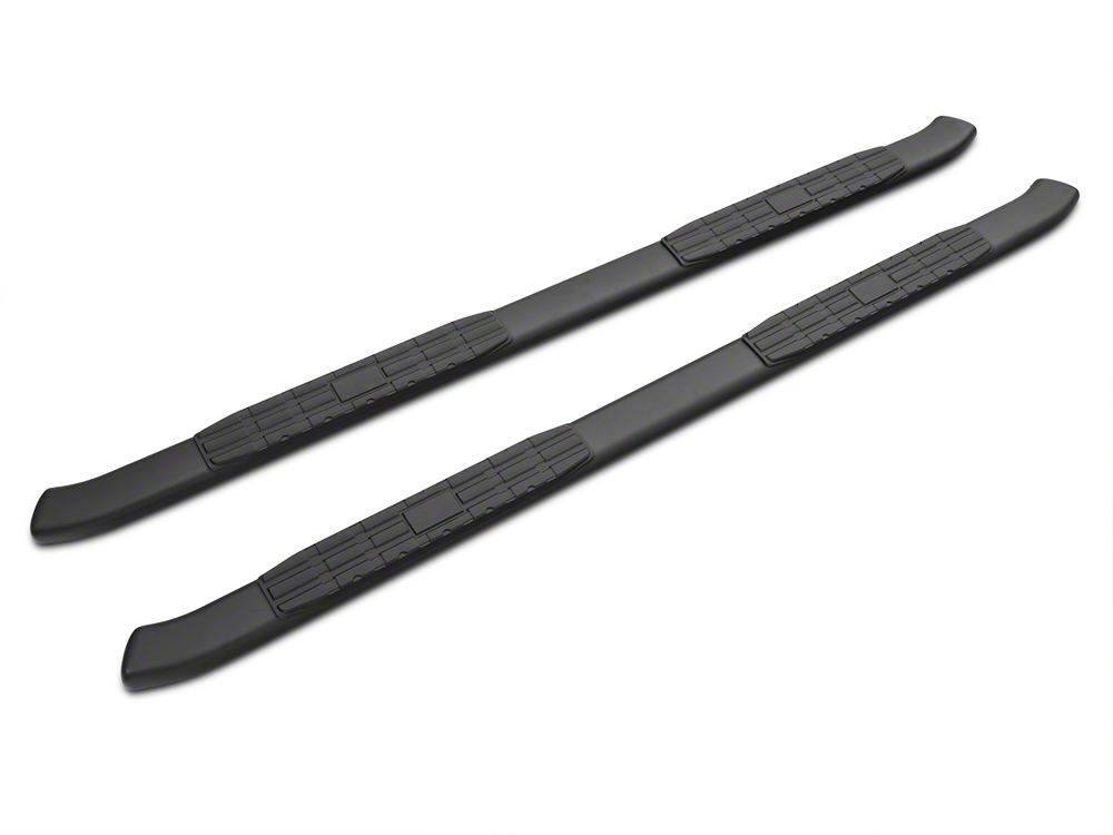 Barricade Pinnacle 4-Inch Oval Bent End Side Step Bars; Rocker Mount; Black (07-13 Silverado 1500 Extended Cab, Crew Cab)