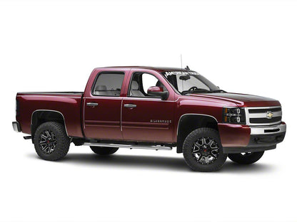 Barricade 4-Inch Oval Bent End Side Step Bars; Rocker Mount; Stainless Steel (07-13 Silverado 1500)