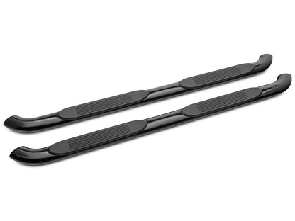 Barricade 4-Inch Oval Bent End Side Step Bars; Rocker Mount; Black (14-18 Silverado 1500)