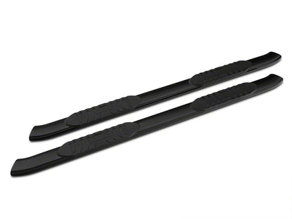 Barricade 5-Inch Oval Bent End Side Step Bars; Rocker Mount; Black (07-13 Silverado 1500)