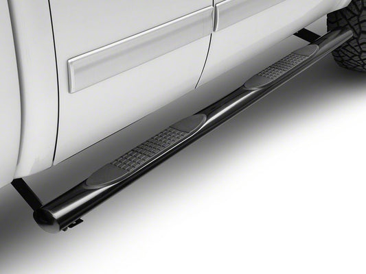 Barricade 4-Inch Oval Straight End Running Boards; Black (07-13 Silverado 1500 Extended Cab, Crew Cab)