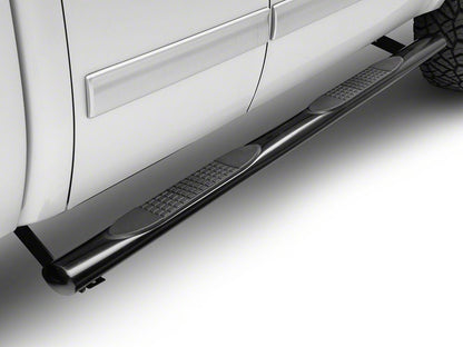 Barricade 4-Inch Oval Straight End Running Boards; Black (07-13 Silverado 1500 Extended Cab, Crew Cab)