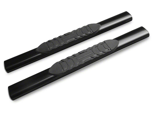 Barricade 5-Inch Oval Straight End Running Boards; Black (99-06 Silverado 1500)