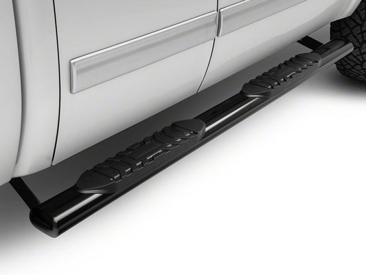 Barricade 5-Inch Oval Straight End Running Boards; Black (07-13 Silverado 1500)