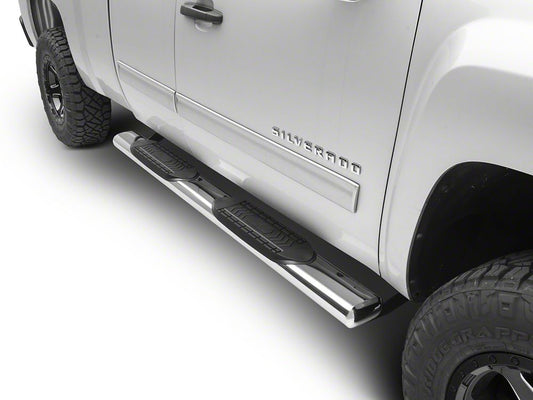 Barricade 6-Inch Oval Straight End Running Boards; Stainless Steel (07-13 Silverado 1500)