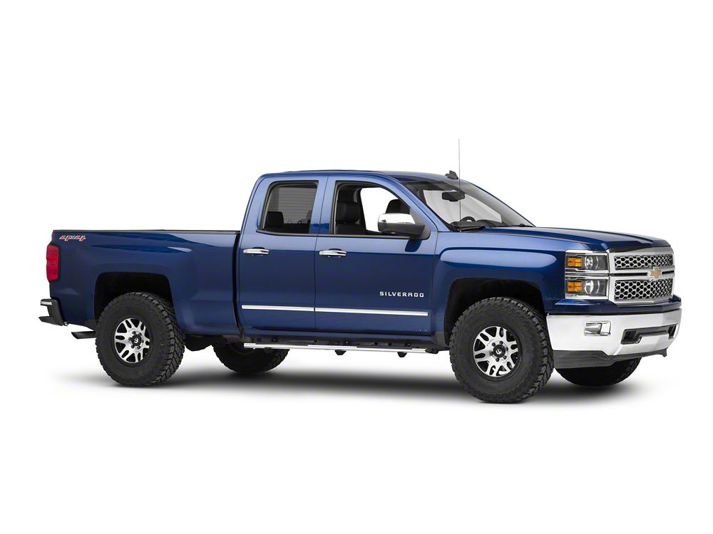 Barricade 4-Inch Flat Oval Running Boards; Stainless Steel (14-18 Silverado 1500 Double Cab)
