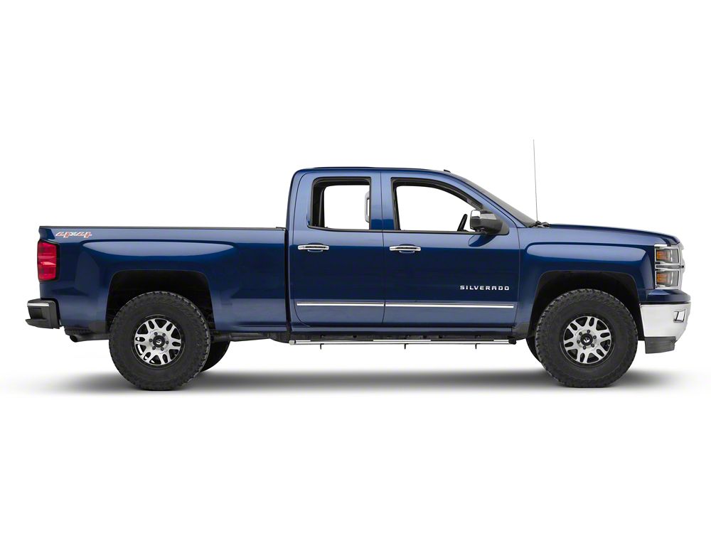 Barricade 4-Inch Flat Oval Running Boards; Stainless Steel (14-18 Silverado 1500 Double Cab)