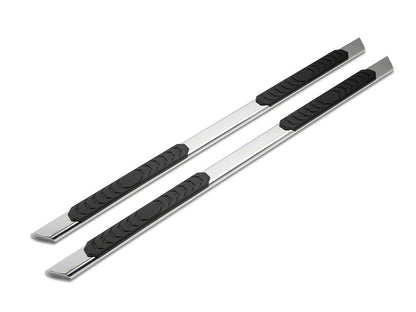 Barricade 4-Inch Flat Oval Running Boards; Stainless Steel (14-18 Silverado 1500 Double Cab)