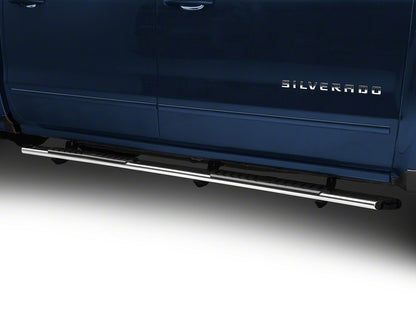Barricade 4-Inch Flat Oval Running Boards; Stainless Steel (14-18 Silverado 1500 Crew Cab)