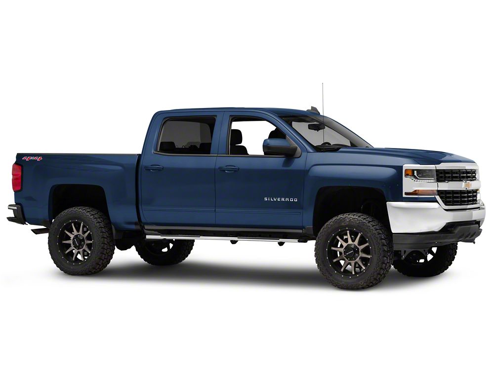 Barricade 4-Inch Flat Oval Running Boards; Stainless Steel (14-18 Silverado 1500 Crew Cab)