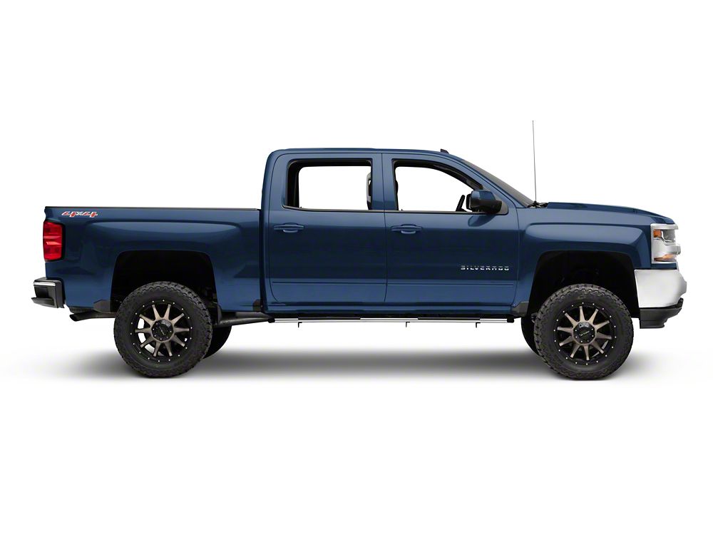 Barricade 4-Inch Flat Oval Running Boards; Stainless Steel (14-18 Silverado 1500 Crew Cab)
