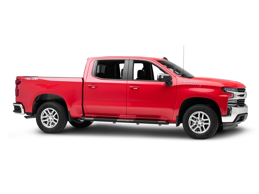 Barricade Saber 5-Inch Aluminum Side Step Bars; Black Cover Plates (19-25 Silverado 1500 Crew Cab)