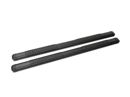 Barricade Saber 5-Inch Aluminum Side Step Bars; Black Cover Plates (19-25 Silverado 1500 Crew Cab)