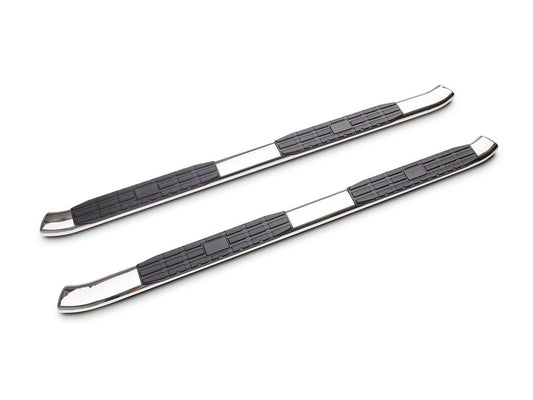 Barricade 5-Inch Oval Bent End Side Step Bars; Stainless Steel (19-25 Silverado 1500 Double Cab)