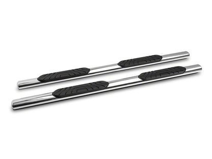 Barricade 4-Inch Oval Straight End Side Step Bars; Stainless Steel (19-25 Silverado 1500 Double Cab)