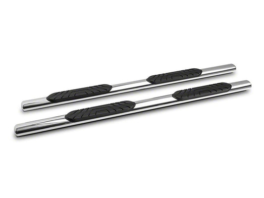 Barricade 4-Inch Oval Straight End Side Step Bars; Stainless Steel (19-25 Silverado 1500 Double Cab)