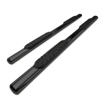 Barricade 4-Inch Oval Straight End Side Step Bars; Black (19-25 Silverado 1500 Double Cab)
