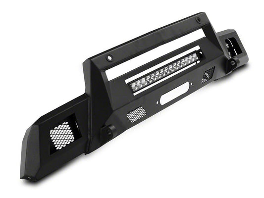 Barricade HD Stubby Front Bumper with Winch Mount and 20-Inch Single Row LED Light Bar (19-21 Silverado 1500, Excluding Diesel)