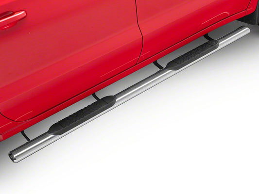 Barricade E-Series Oval Straight Side Step Bars; Stainless Steel (19-25 Silverado 1500 Crew Cab)