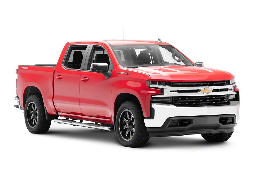 Barricade E-Series Oval Straight Side Step Bars; Stainless Steel (19-25 Silverado 1500 Crew Cab)