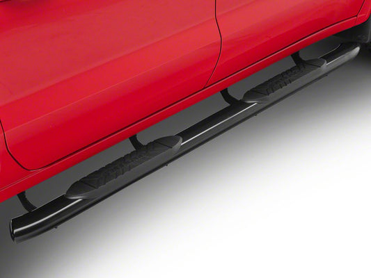 Barricade E-Series 5-Inch Oval Bent End Side Step Bars; Black (19-25 Silverado 1500 Crew Cab)
