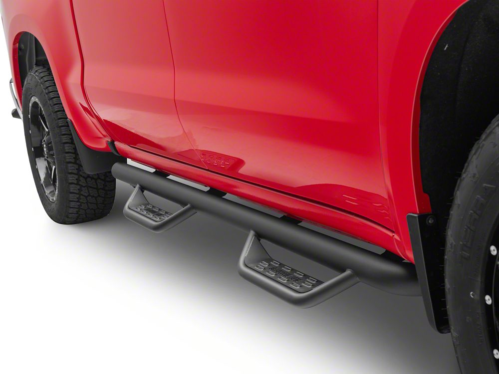 Barricade Tubular Drop Steps; Fine Textured Black Finish (19-25 Silverado 1500 Crew Cab)