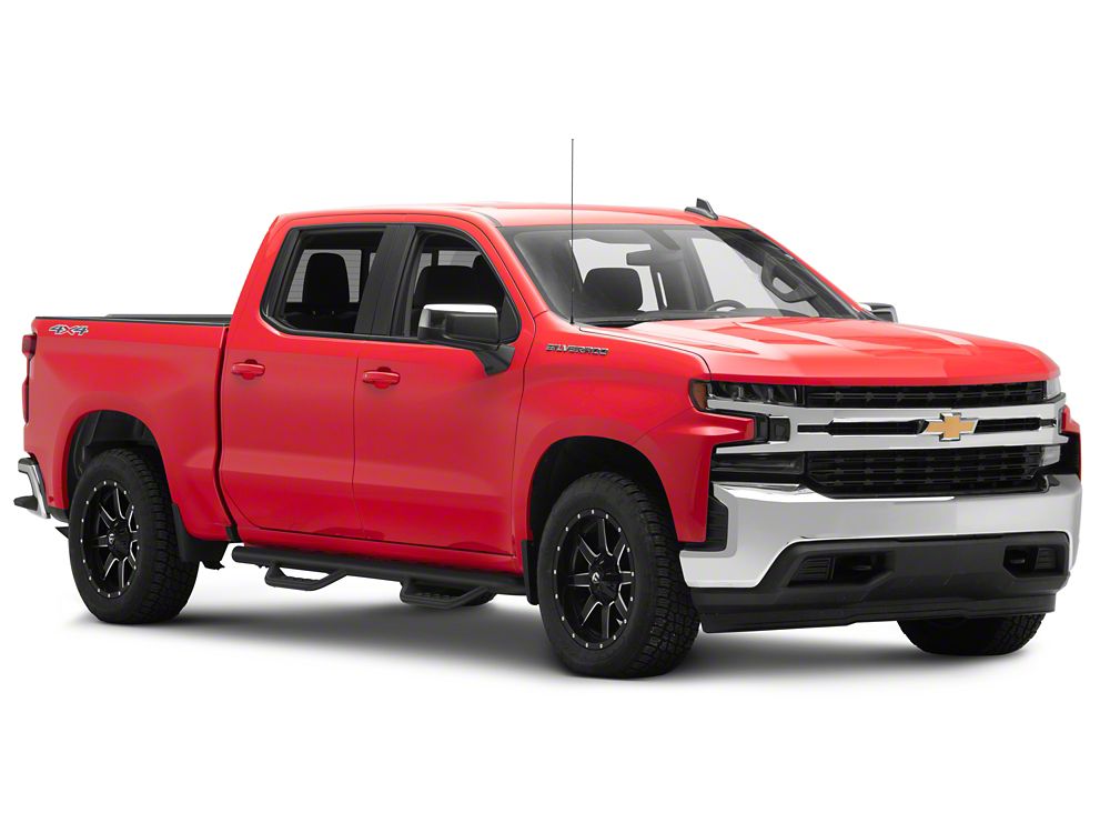 Barricade Tubular Drop Steps; Fine Textured Black Finish (19-25 Silverado 1500 Crew Cab)