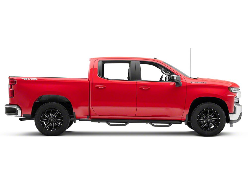 Barricade Tubular Drop Steps; Fine Textured Black Finish (19-25 Silverado 1500 Crew Cab)