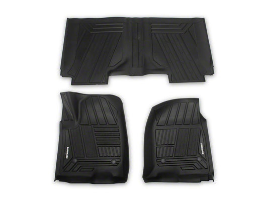 Barricade Custom Fit All-Weather Front and Rear Floor Liners; Black (19-25 Silverado 1500 Crew Cab)