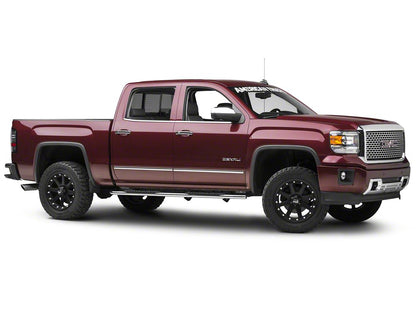 Barricade Pinnacle 4-Inch Oval Bent End Side Step Bars; Rocker Mount; Stainless Steel (14-18 Sierra 1500 Double Cab, Crew Cab)