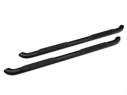 Barricade 4-Inch Oval Bent End Side Step Bars; Rocker Mount; Black (07-13 Sierra 1500)