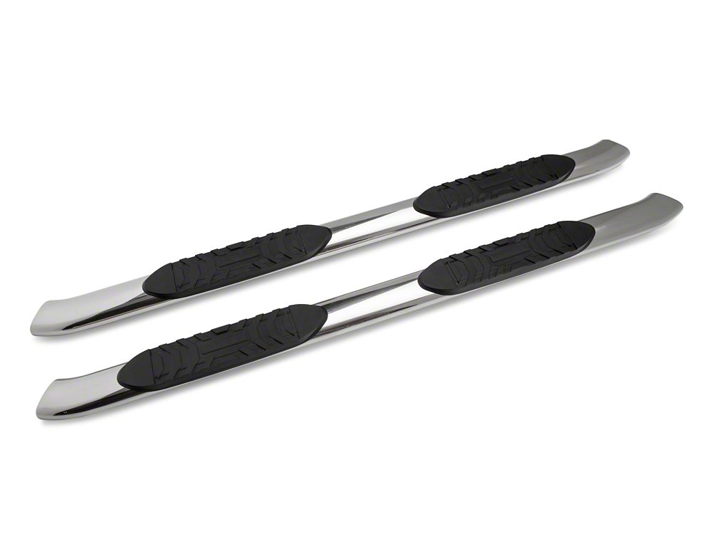 Barricade 5 Inch Oval Bent Side Step Bars; Polished Stainless; Body Mount (99-06 Extended Cab)