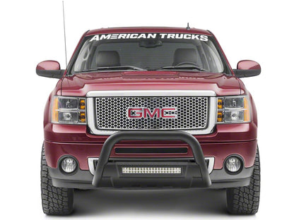 Barricade HD Bull Bar with Skid Plate and 20-Inch LED Dual-Row LED Light Bar; Textured Black (07-18 Sierra 1500)