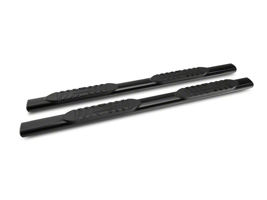 Barricade 5-Inch Oval Straight End Running Boards; Black (99-13 Sierra 1500)