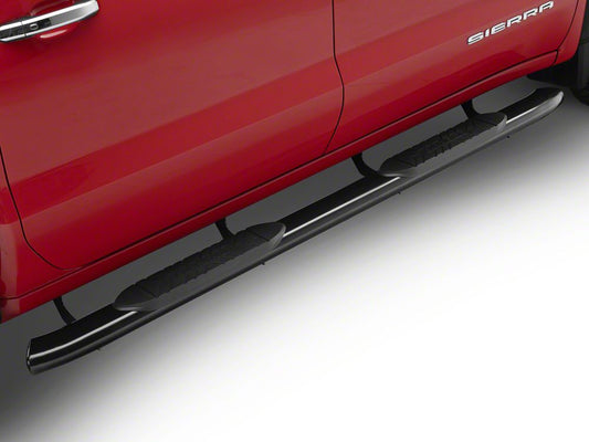 Barricade 5-Inch Oval Bent End Side Step Bars; Black (19-25 Sierra 1500 Crew Cab)
