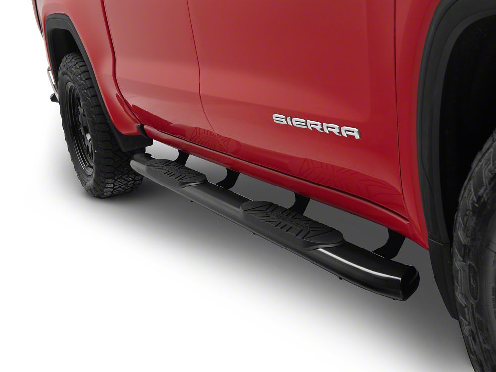 Barricade 5-Inch Oval Bent End Side Step Bars; Black (19-25 Sierra 1500 Crew Cab)
