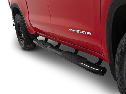 Barricade 5-Inch Oval Bent End Side Step Bars; Black (19-25 Sierra 1500 Crew Cab)