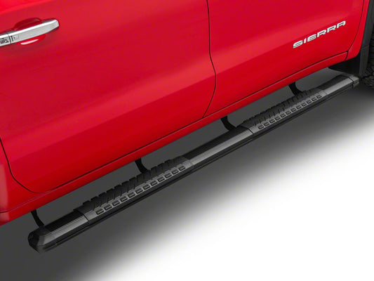 Barricade Saber 5-Inch Aluminum Side Step Bars; Black Cover Plates (19-25 Sierra 1500 Crew Cab)