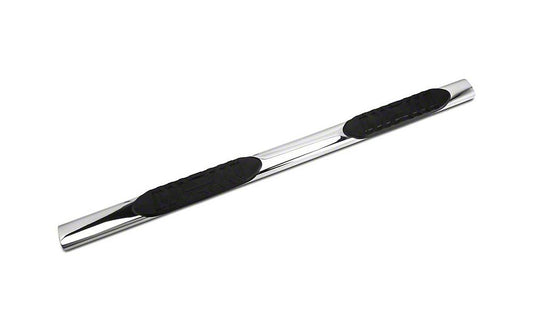 Barricade 5-Inch Oval Straight End Side Step Bars; Stainless Steel (19-25 Sierra 1500 Double Cab)