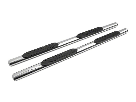 Barricade 4-Inch Oval Straight End Side Step Bars; Stainless Steel (19-25 Sierra 1500 Double Cab)