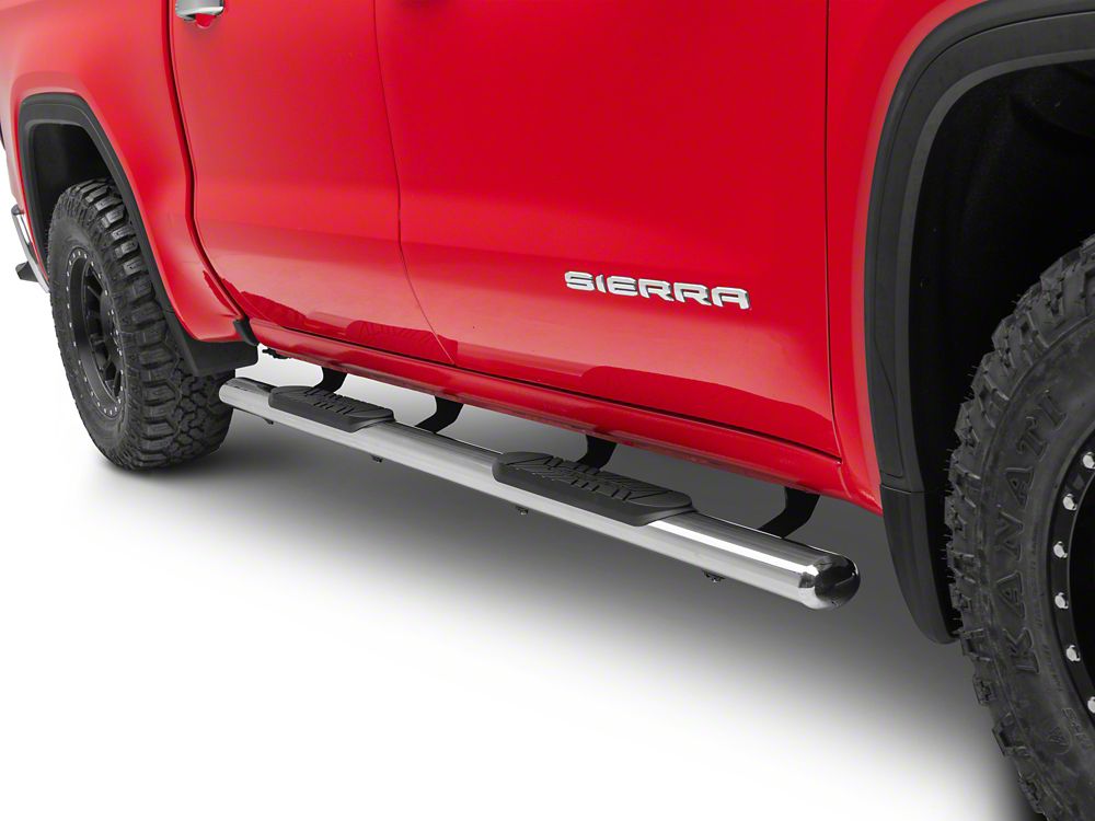 Barricade E-Series Oval Straight Side Step Bars; Stainless Steel (19-25 Sierra 1500 Crew Cab)