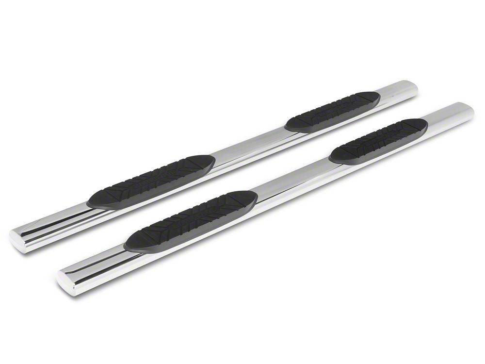 Barricade E-Series 5-Inch Oval Straight Side Step Bars; Stainless Steel (19-25 Sierra 1500 Crew Cab)