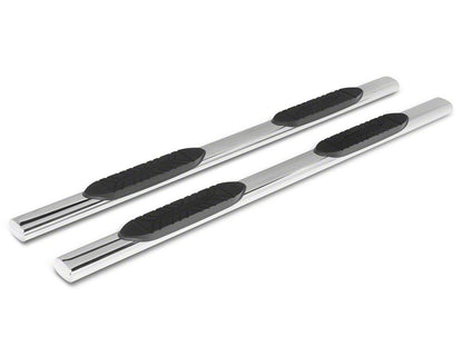 Barricade E-Series 5-Inch Oval Straight Side Step Bars; Stainless Steel (19-25 Sierra 1500 Crew Cab)
