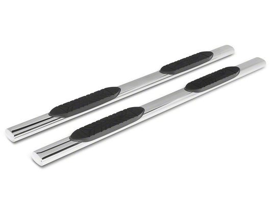 Barricade E-Series 5-Inch Oval Straight Side Step Bars; Stainless Steel (19-25 Sierra 1500 Crew Cab)