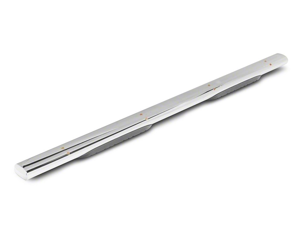 Barricade E-Series 5-Inch Oval Straight Side Step Bars; Stainless Steel (19-25 Sierra 1500 Crew Cab)