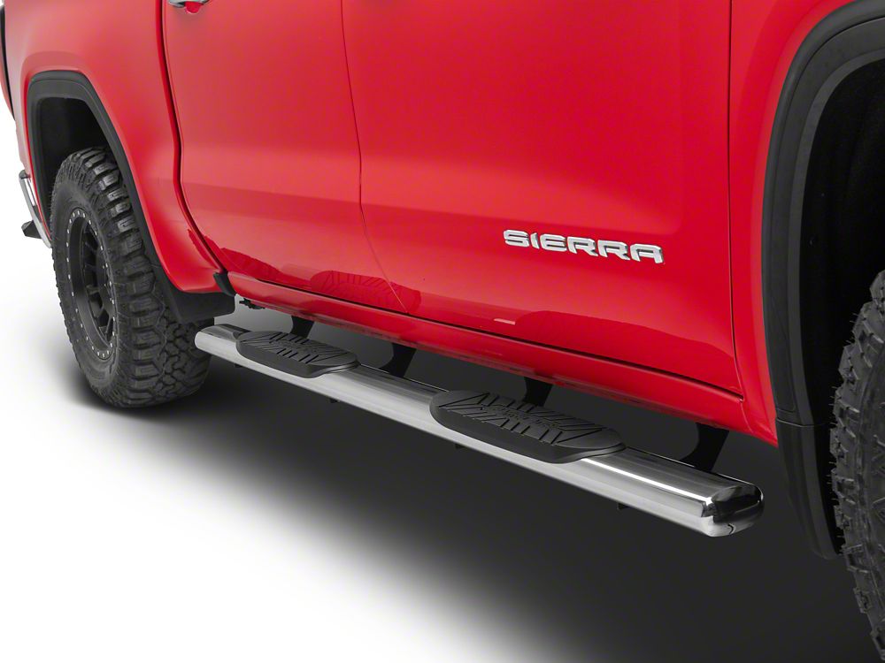 Barricade E-Series 5-Inch Oval Straight Side Step Bars; Stainless Steel (19-25 Sierra 1500 Crew Cab)